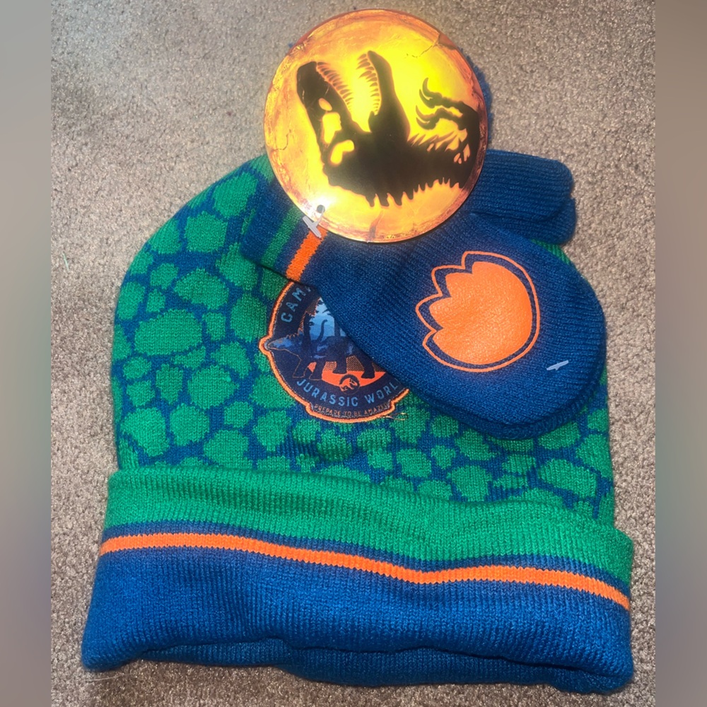 Blue and Green Dinosaur-Themed Hat